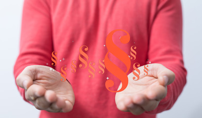 paragraph law sign digital in hand 3d
