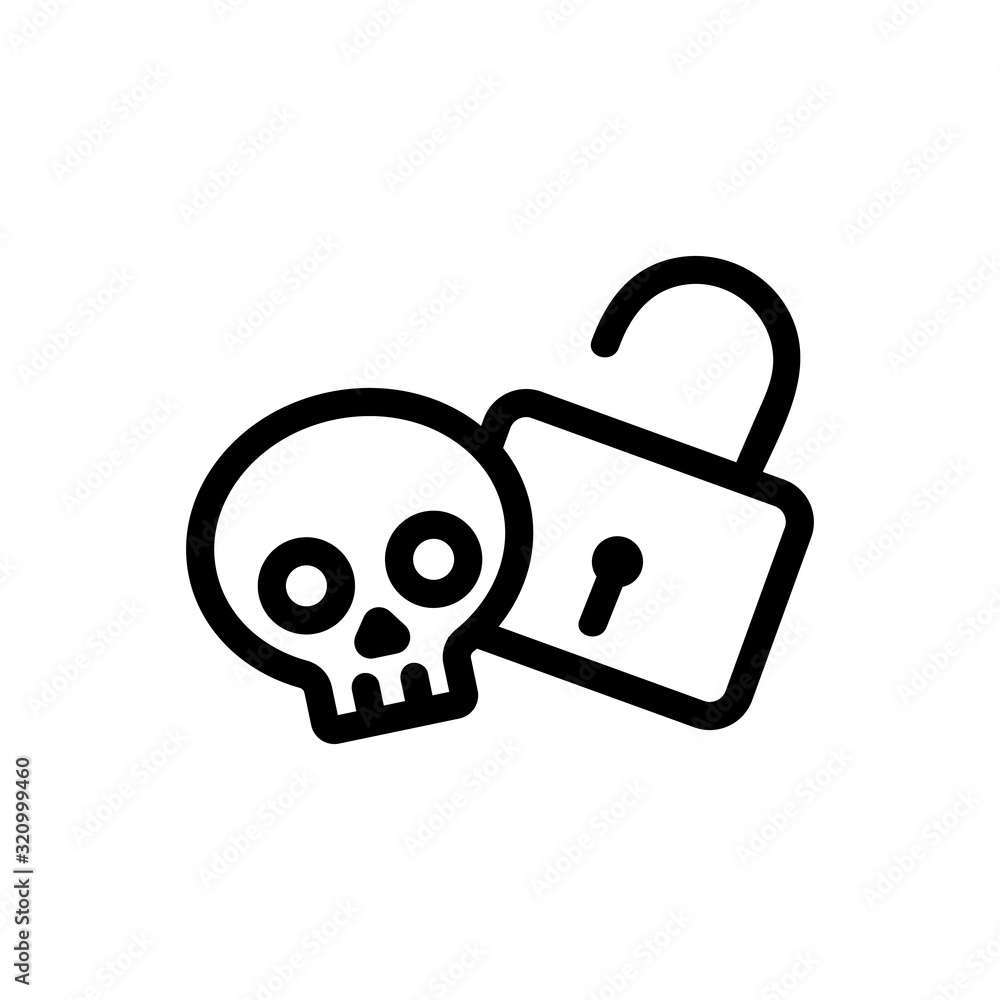 Poster hacking the internet lock icon vector. thin line sign. isolated contour symbol illustration