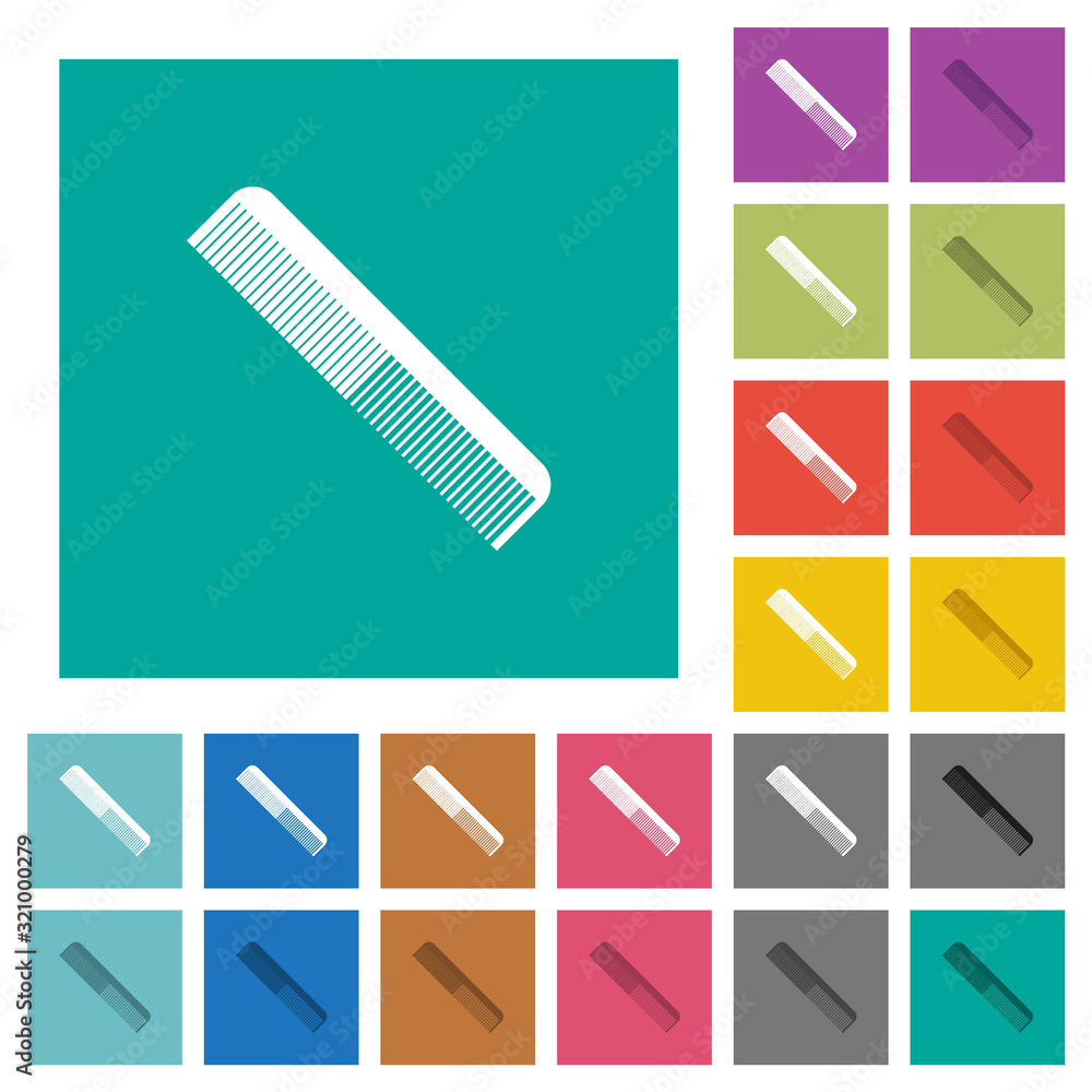 Poster Simple comb square flat multi colored icons