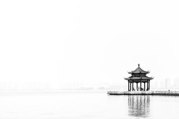 Fototapeta premium Suzhou Jinji Lake ancient pavilion and long bridge..
