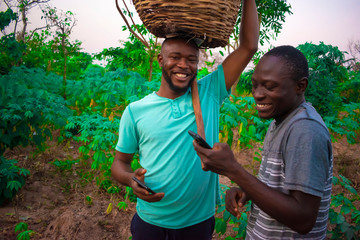 young black men in the farm going through things on the phone