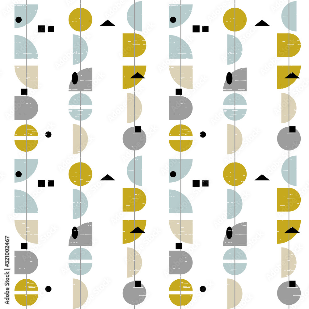 Aufkleber abstract geometric vector seamless pattern inspired by mid-century modern fabrics. simple shapes and