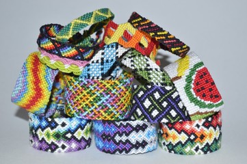 Handmade friendship bracelets  isolated on white background