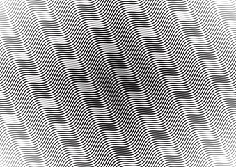 Abstract halftone wave line background. Monochrome pattern with varying line thickness.  Vector modern pop art texture for poster, sites, business cards, cover, postcard, design, labels, stickers.