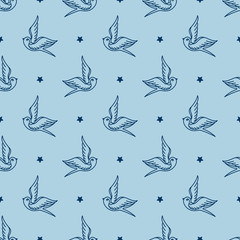 Decorative pattern for the background, tile and textiles. It is assembled from modular parts. Vector. Seamless.