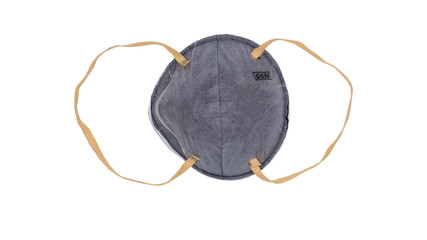 N95 Filtering face mask-safty  isolated on white background,respirator with elastic ear loop  for...