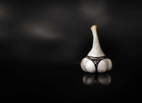 garlic with string tanga /lingerie // fresh food / vegan food / vegetarian