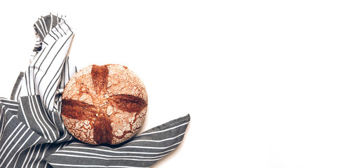 Different kinds of bread on white backdround.