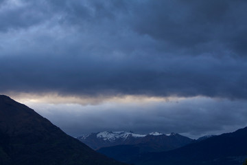 Lake Wakatipu New Zealand. Mountains Sunset. The Remarkables