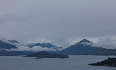 Fototapeta na wymiar Lake Wakatipu New Zealand. Mountains The Remarkables