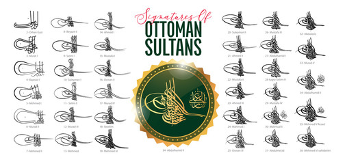 Signatures of Ottoman sultans - obrazy, fototapety, plakaty