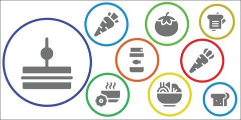 Fototapeta premium Modern Simple Set of salad Vector filled Icons