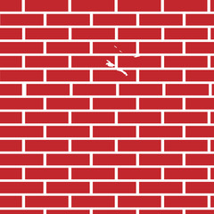 vector red brick wall . Illustration of a wall for building a house with fading defect