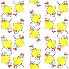 mouse autumn seamless pattern