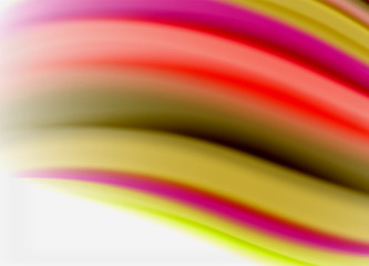 Wave lines abstract background, smooth silk design with rainbow style colors. Liquid fluid color waves. Vector Illustration