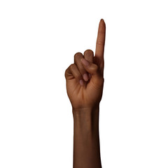 Manual Language Alphabet Deaf Gesture Sign Z letter with Female Hand Black White for Communication of Disabled 