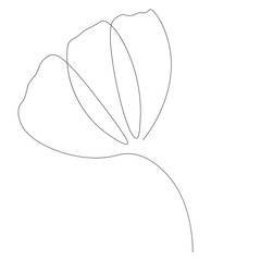 Tulip flower silhouette one lines drawing, vector illustration