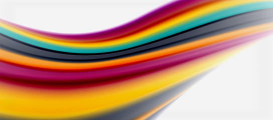 Wave lines abstract background, smooth silk design with rainbow style colors. Liquid fluid color waves. Vector Illustration