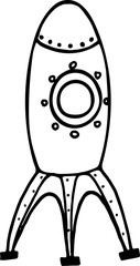 spaceship  in doodle style for thematic design.