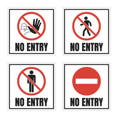 no entry label set, no access sign with man silhouette