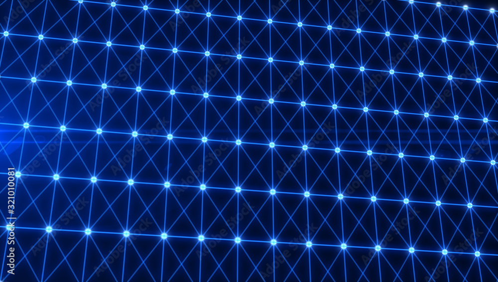 Poster abstract blue dots connection network technology background.blue point connect with line