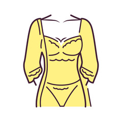 Peignoir lingerie color line icon. Outer garment for women which is frequently sheer and made of chiffon. Pictogram for web page, mobile app, promo. UI UX GUI design element. Editable stroke.