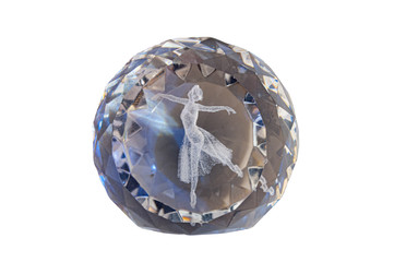 crystal ball with laser engraving of ballerine image