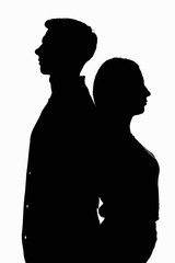 Black white contour portrait of two young men