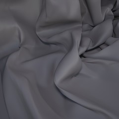 Simple gray background with the drapery of the fabric. 3D illustration