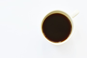 black hot coffee cup on white background