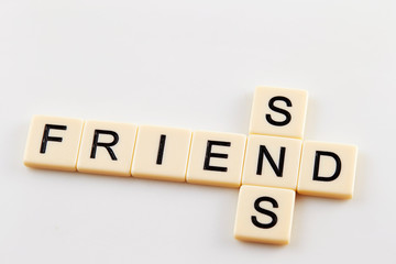 Word friend and SNS on white background 
