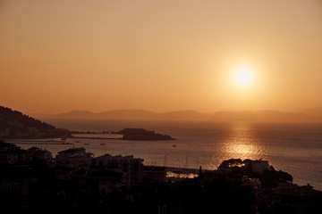 Beautiful sunset view from  Kusadasi, Turkey