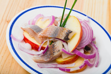 Norwegian salad of herring, apples, onion