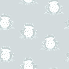 Vector Pastel Green Frogs seamless pattern background.