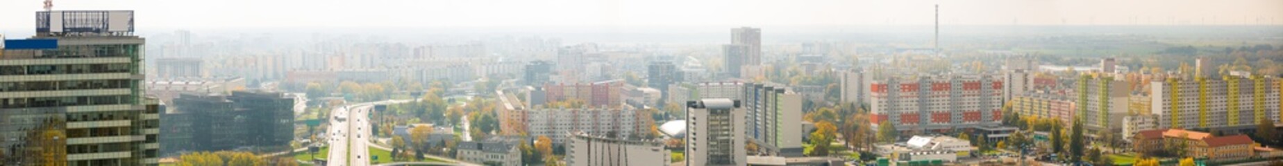 Panoramic view of Bratislava with modern apartment buildings