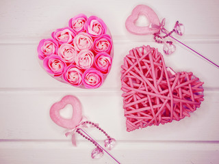 rose flower buds in heart form gift box for valentine's day love