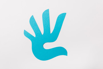 top view of paper cut print isolated on white, human rights concept