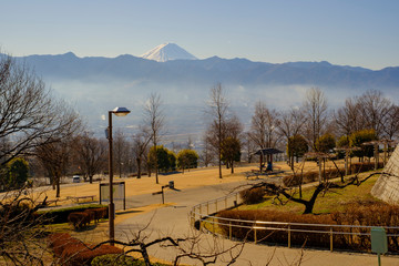 笛吹川フルーツ公園からの富士山