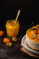Citrus cheesecake cake with kumquats