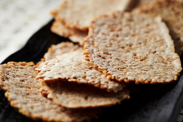 Dried Rice Cracker Snack on Plate