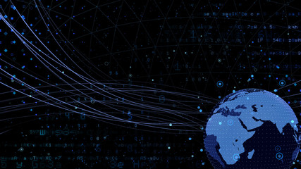 Earth on Digital Network space 3D illustration background Middle East
