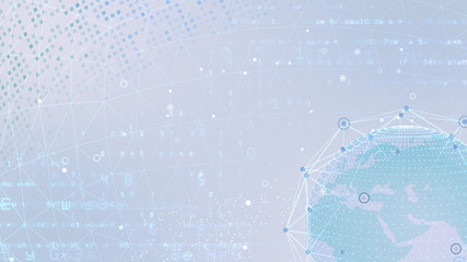 Earth on Digital Network space 3D illustration background Middle East