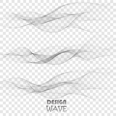 Abstract vector background, transparent wavy lines for brochure, website, flyer design. Set of gray waves.