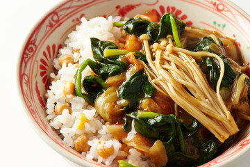 Chinese rice bowl, chick pea rice 