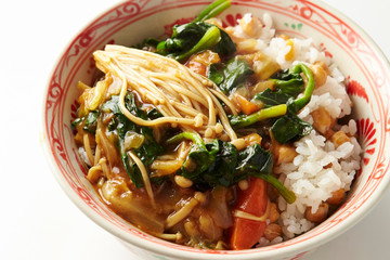 Chinese rice bowl, chick pea rice 