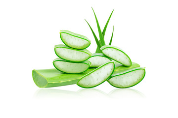 Aloe vera fresh isolated on white background.a very useful herbal medicine for skin care and hair care.