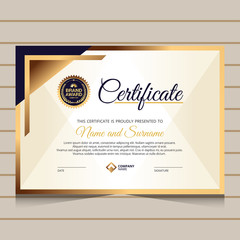 Elegant gold diploma certificate template. Can be used for print, certificate, diploma, graduation, etc.