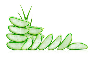 Aloe vera fresh isolated on white background.a very useful herbal medicine for skin care and hair care.