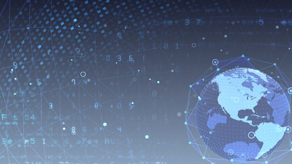 Earth on Digital Network space 3D illustration background U.S.A North America