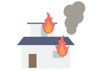 火事と家のイラスト